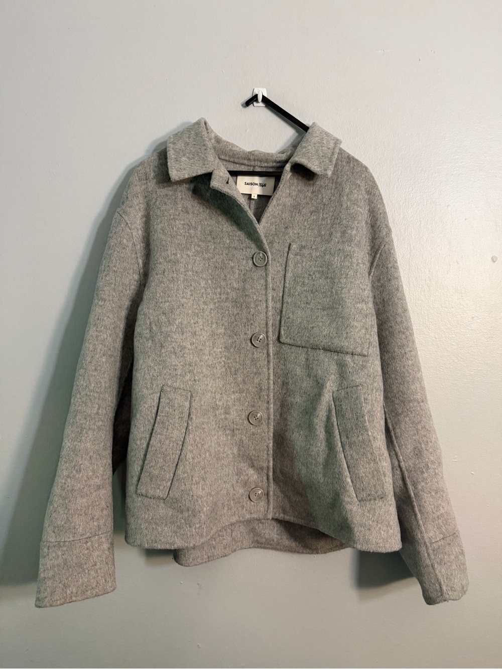 Saison 1865 Vace Mixed Wool Button Front Jacket In Grey